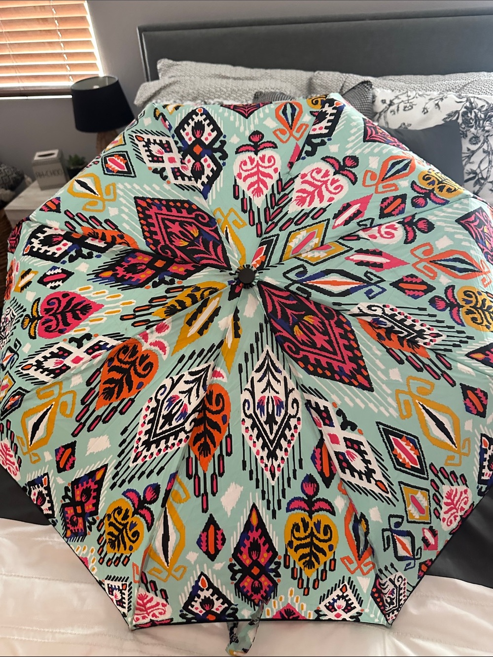 Vera Bradley Foldable Umbrella - Mint, Pink & Yellow southwest